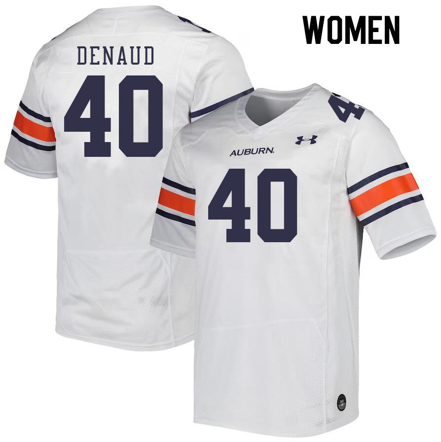 Women #40 Wilky Denaud Auburn Tigers College Football Jerseys Stitched Sale-White